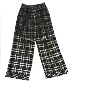 Distressed Black and White Houndstooth wide leg Pants Sz S